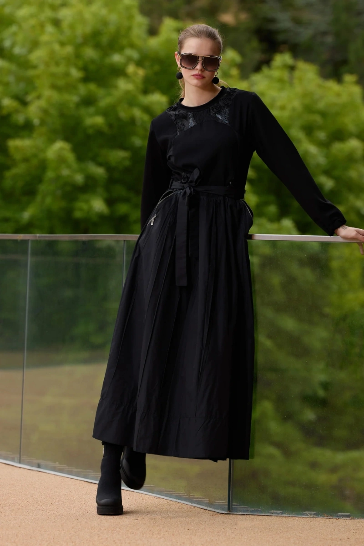 Misswhence Tafta Elbise Siyah 38830