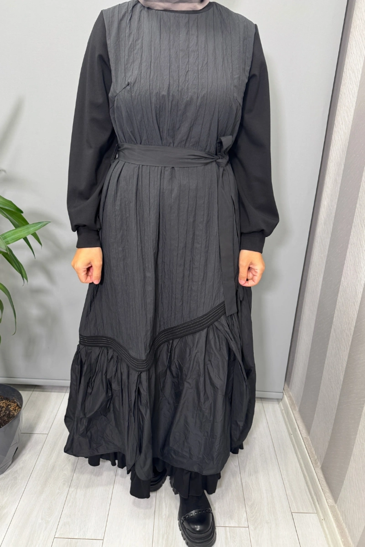 Misswhence Tafta Elbise Siyah 38831