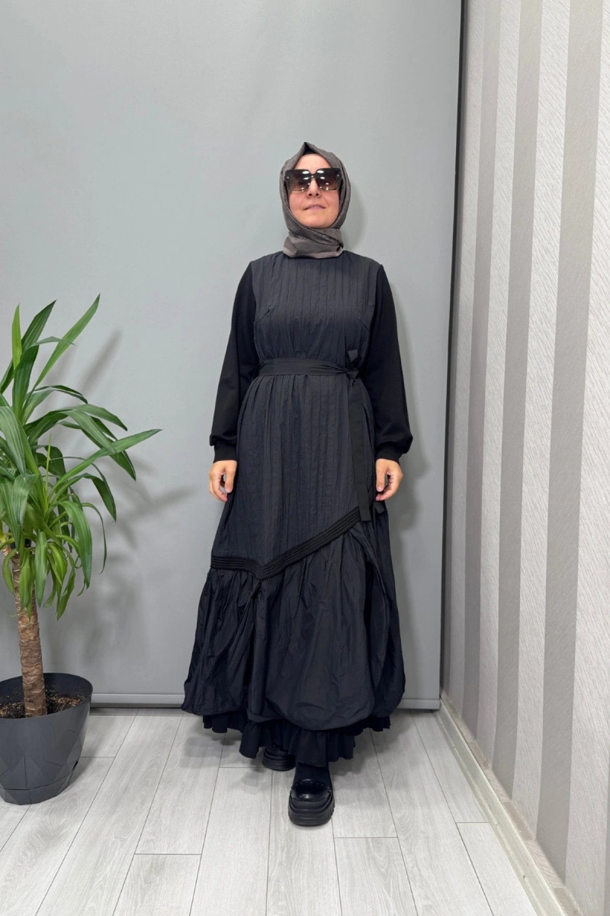 Misswhence Tafta Elbise Siyah 38831