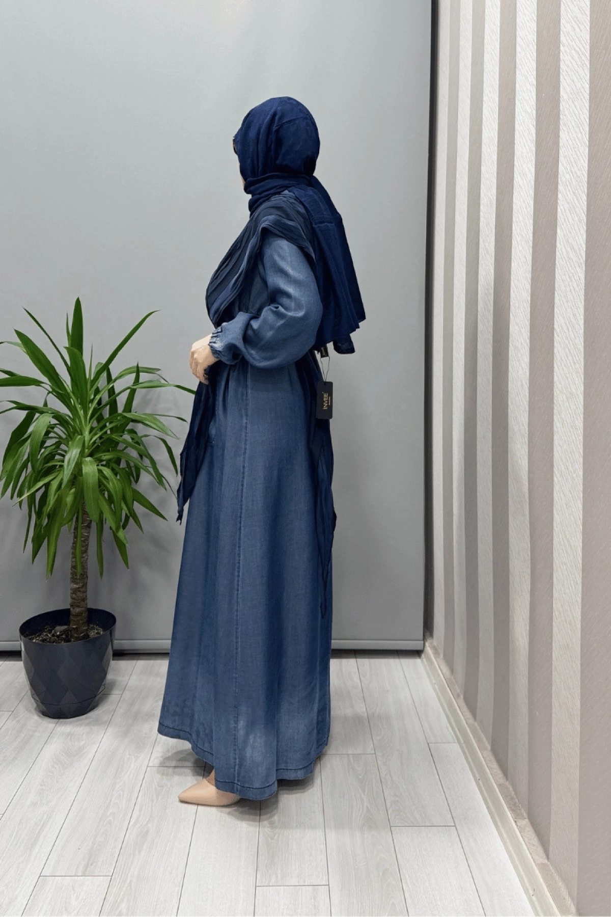 Misswhence Tencel Kot Elbise Lacivert 37804
