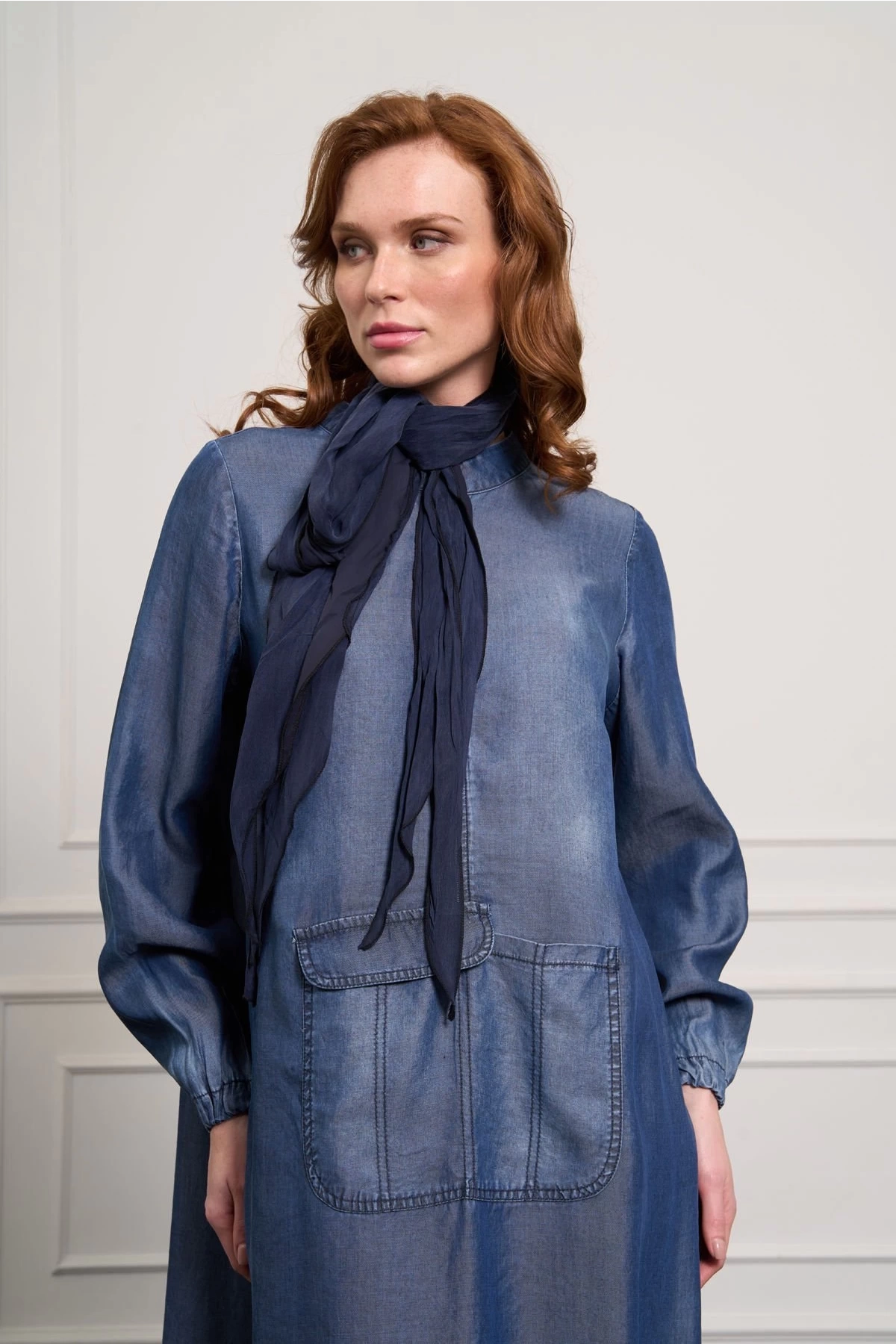 Misswhence Tencel Kot Elbise Lacivert 37804