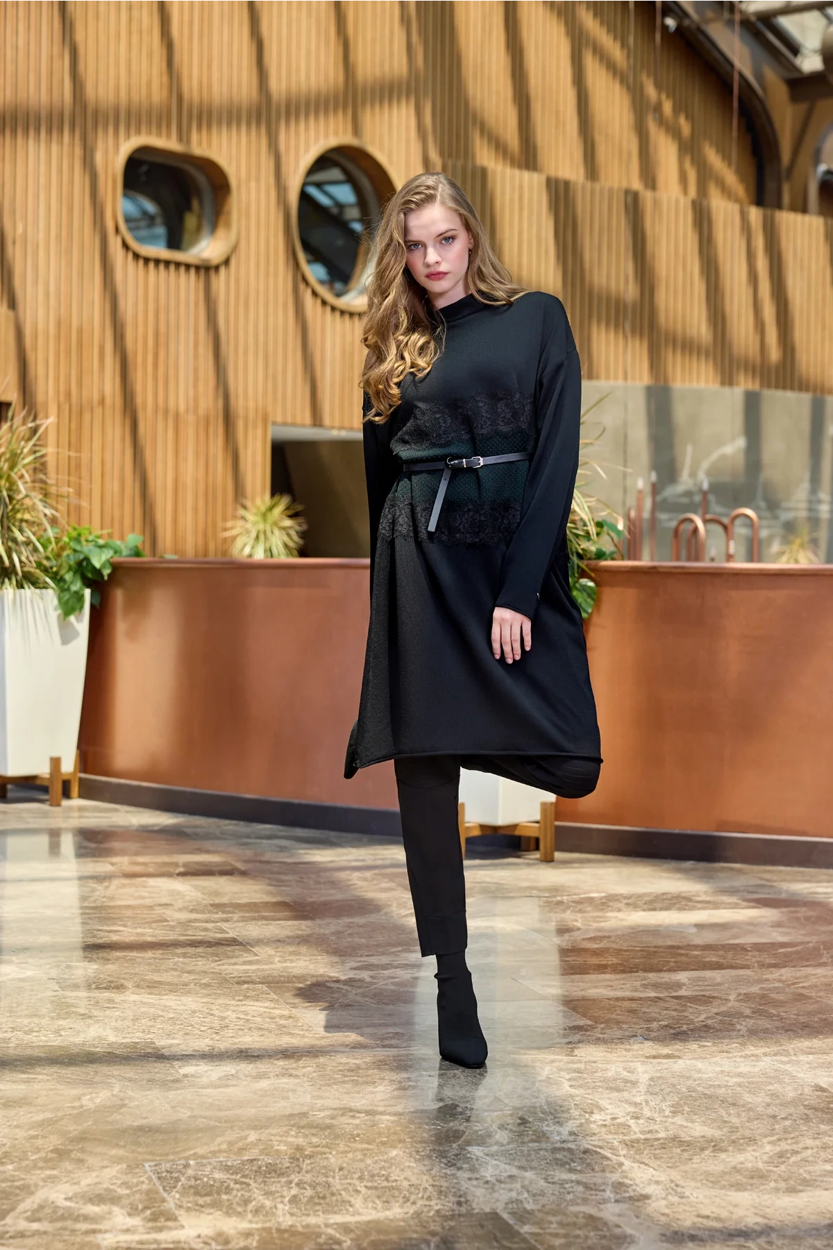 Misswhence Triko Dantel Detaylı Tunik Siyah Miss248