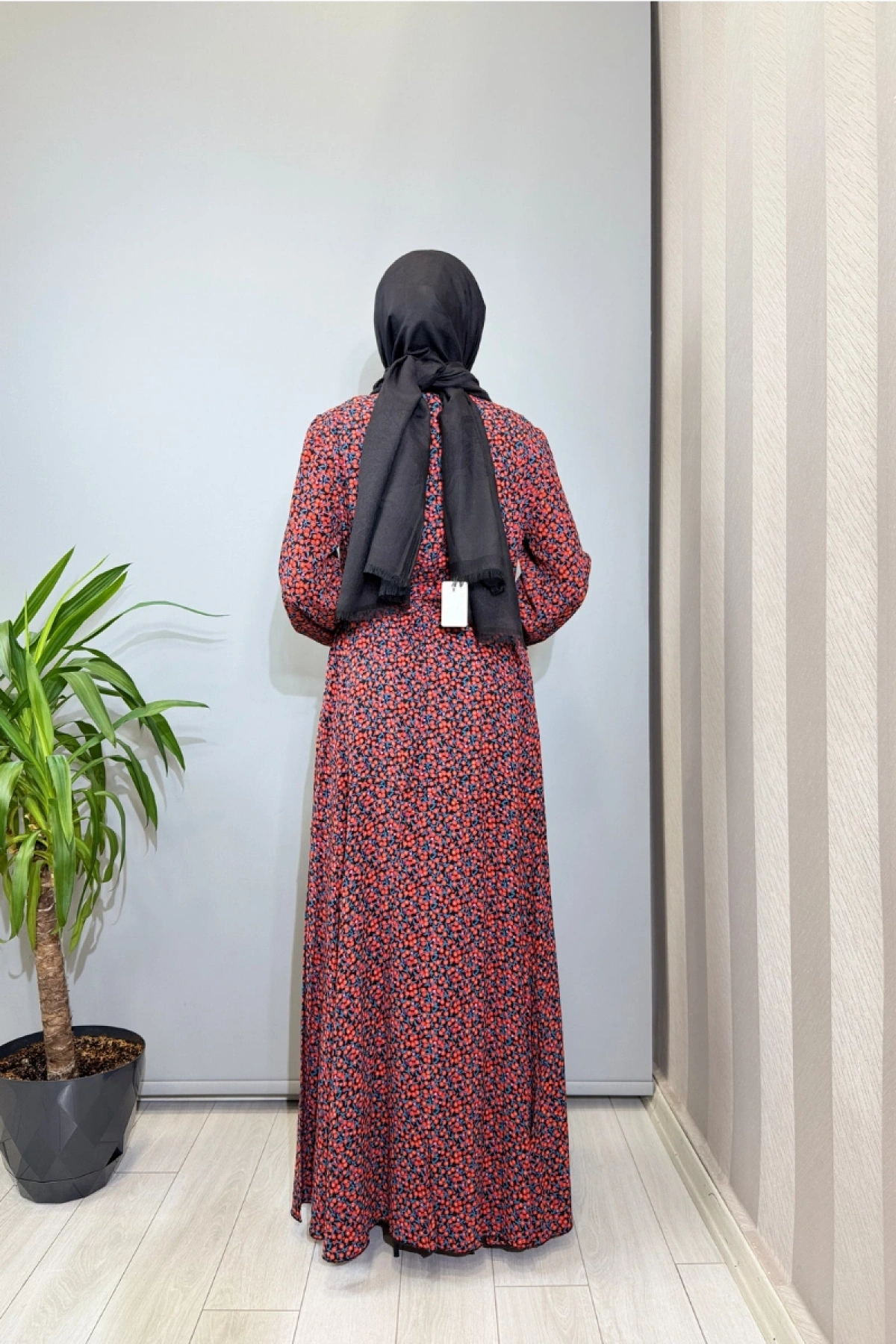 Misswhence Viscon Elbise Kırmızı Siyah 39844