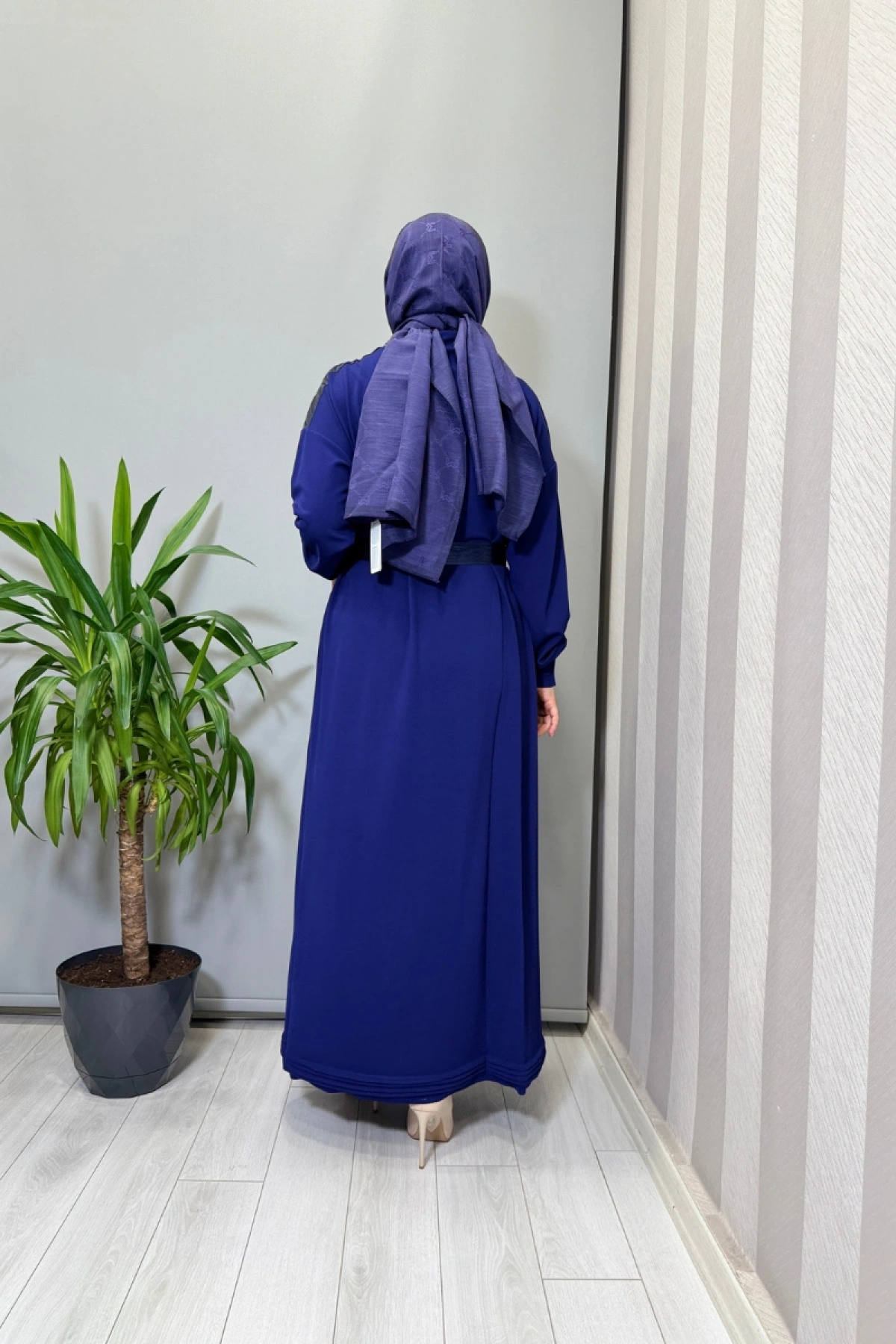 Misswhence Yaka ve Cep Fermuar Detaylı Örme Elbise Mor 38822