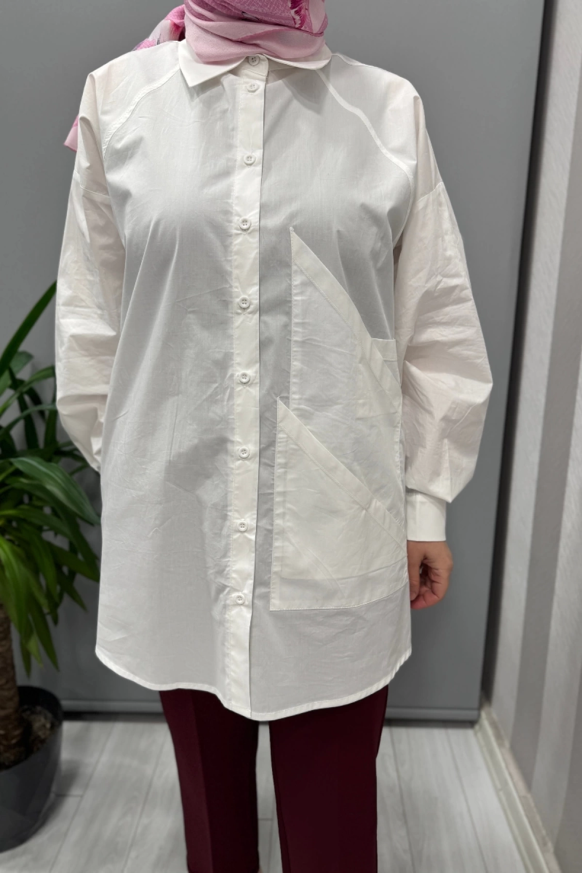 QOOQ Poplin Gömlek Beyaz 25SS204