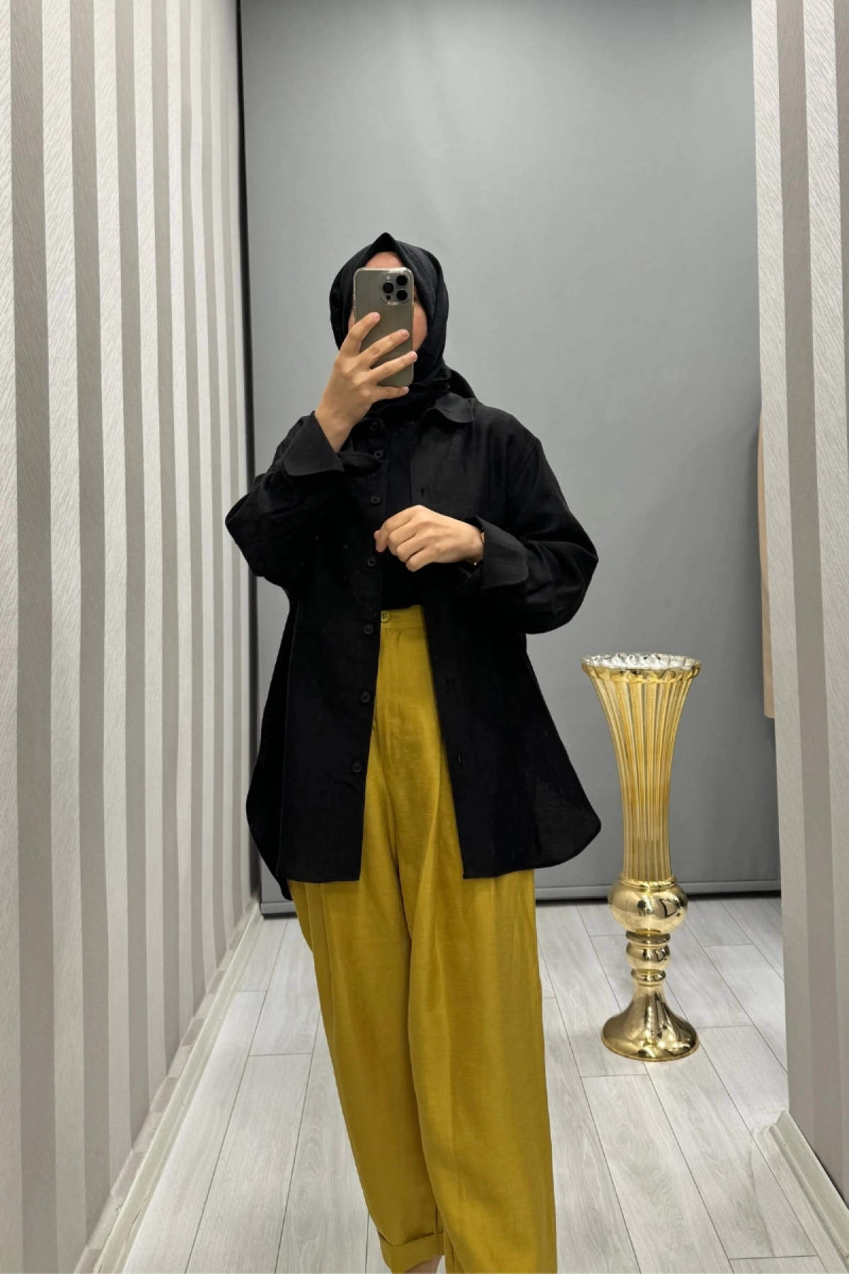 QOOQ Tenket Keten Pantolon Yağ Yeşili 24SS327