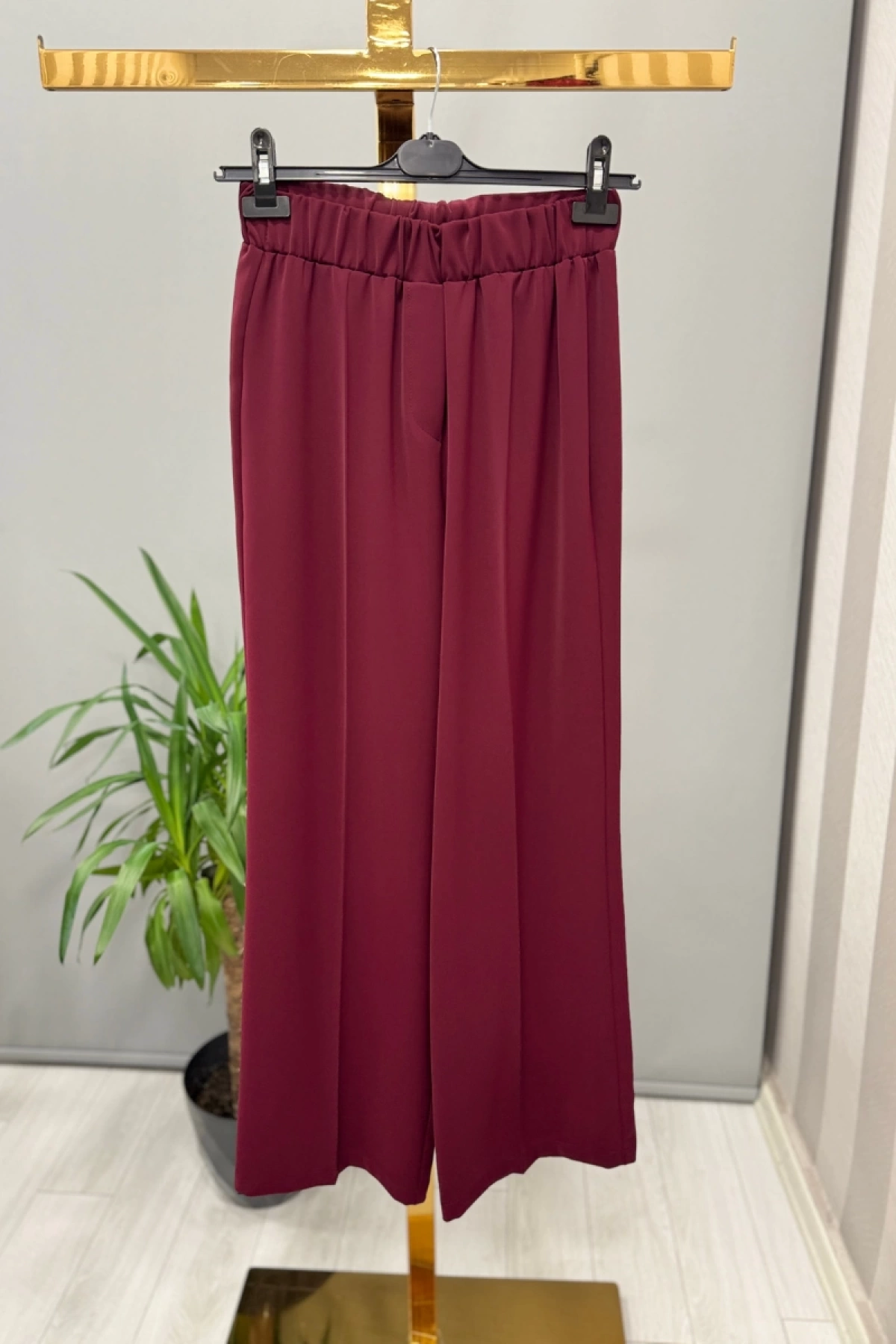 Sentez Colmar Beli Lastikli Geniş Pantolon Bordo 5580