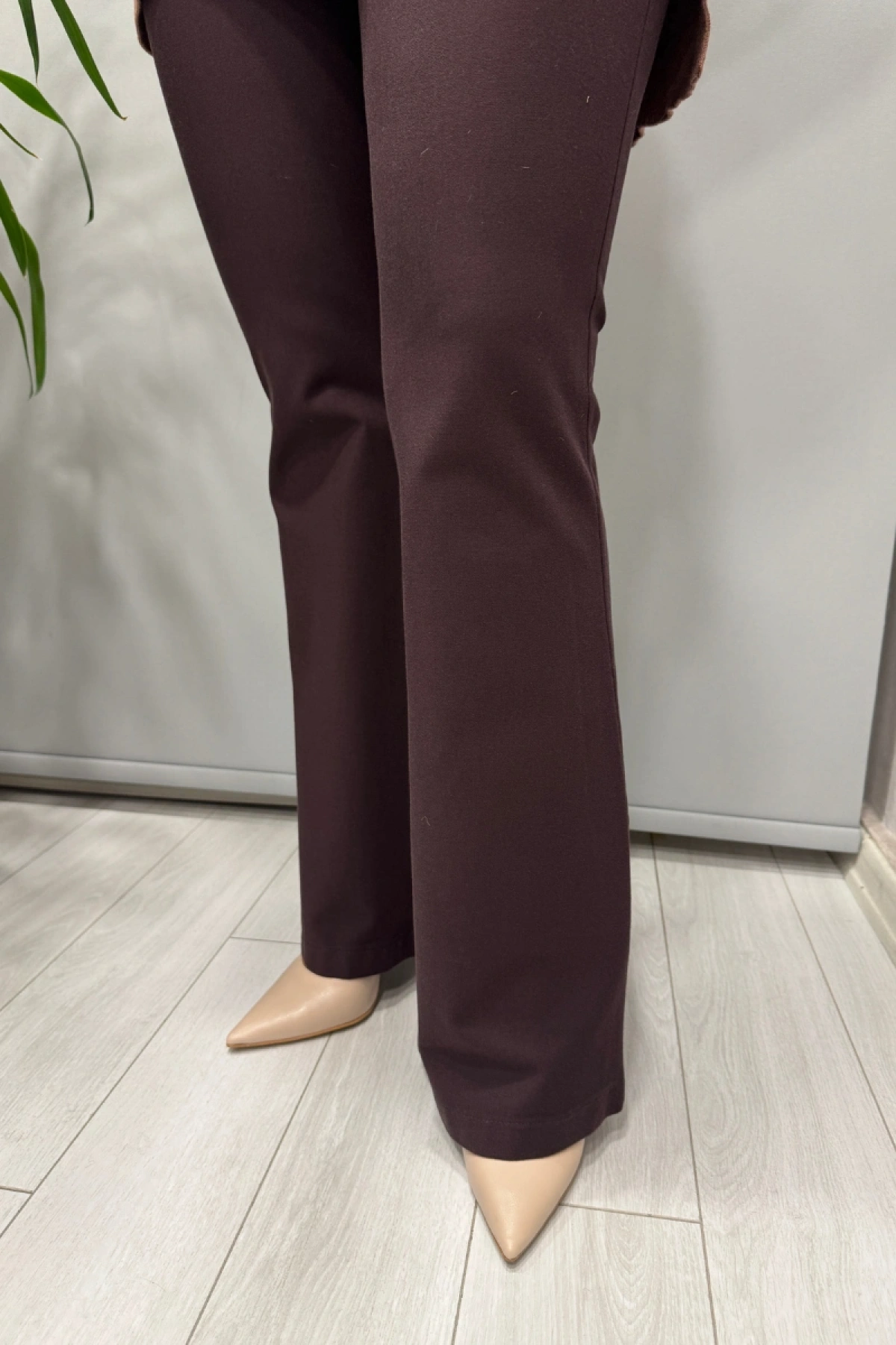 Sentez Kanvas İspanyol Paça Pantolon Kahve 5531