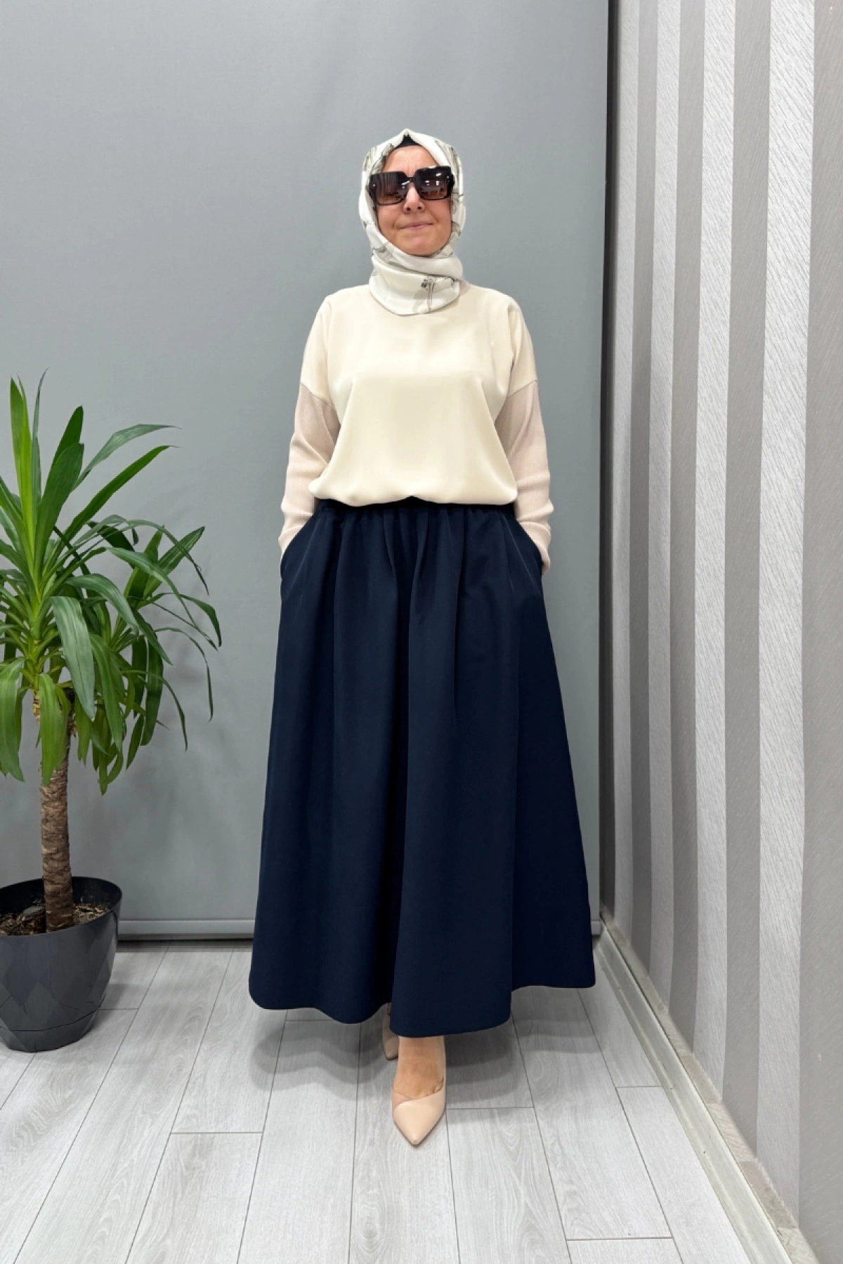 Sentez Lior Kloş Etek Lacivert 5466