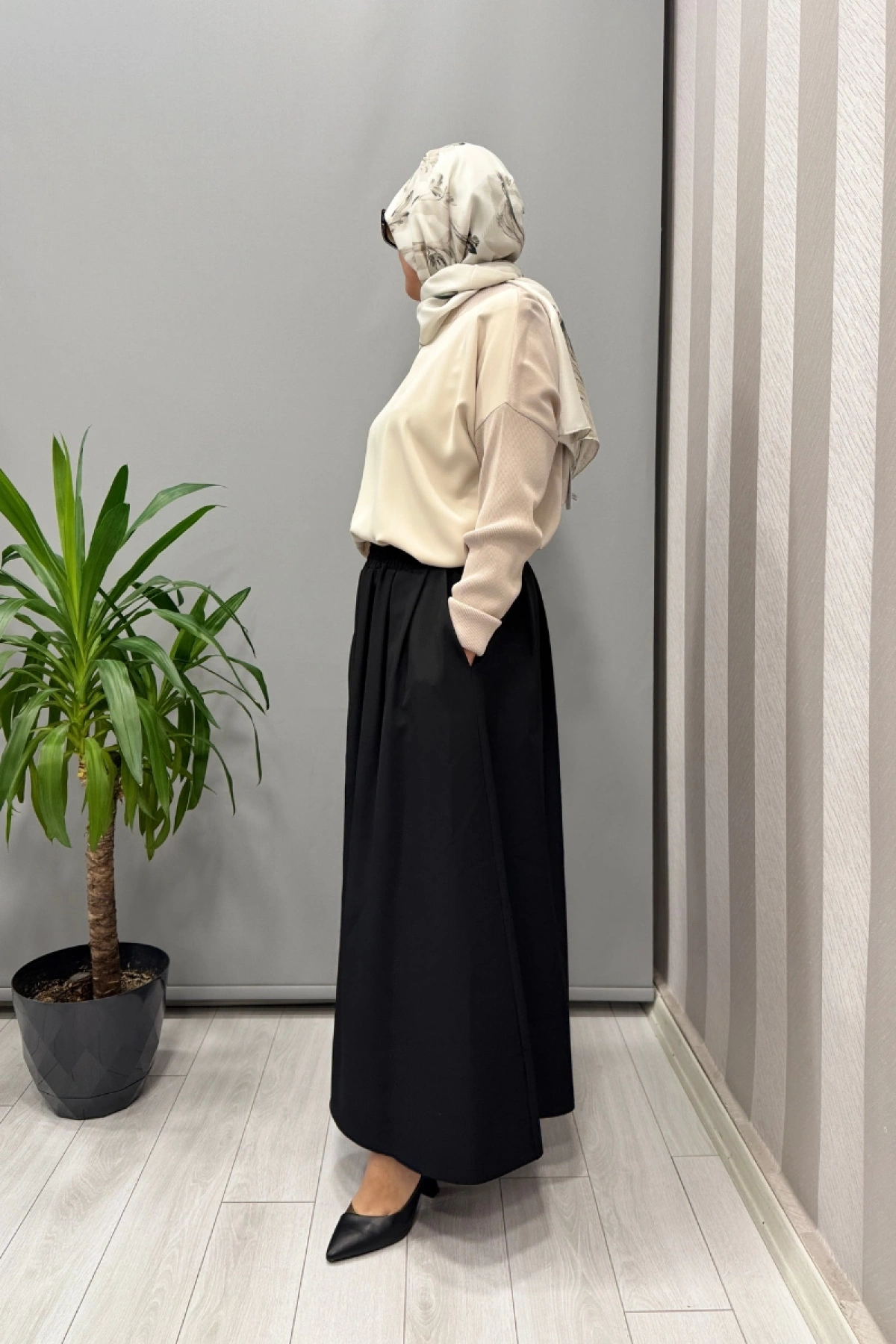 Sentez Lior Kloş Etek Siyah 5466