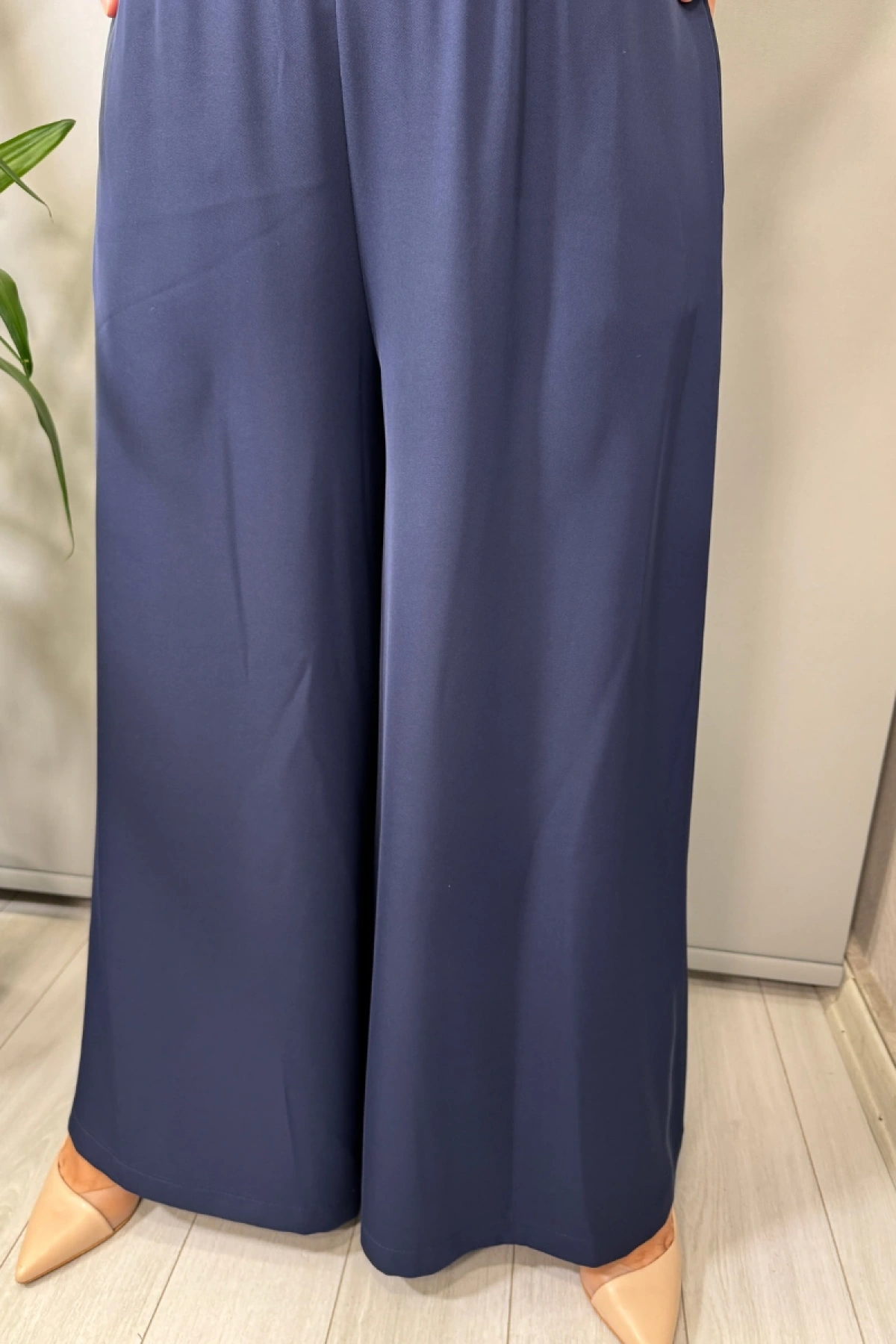 Sentez Logos Geniş Paça Pantolon Lacivert 5561