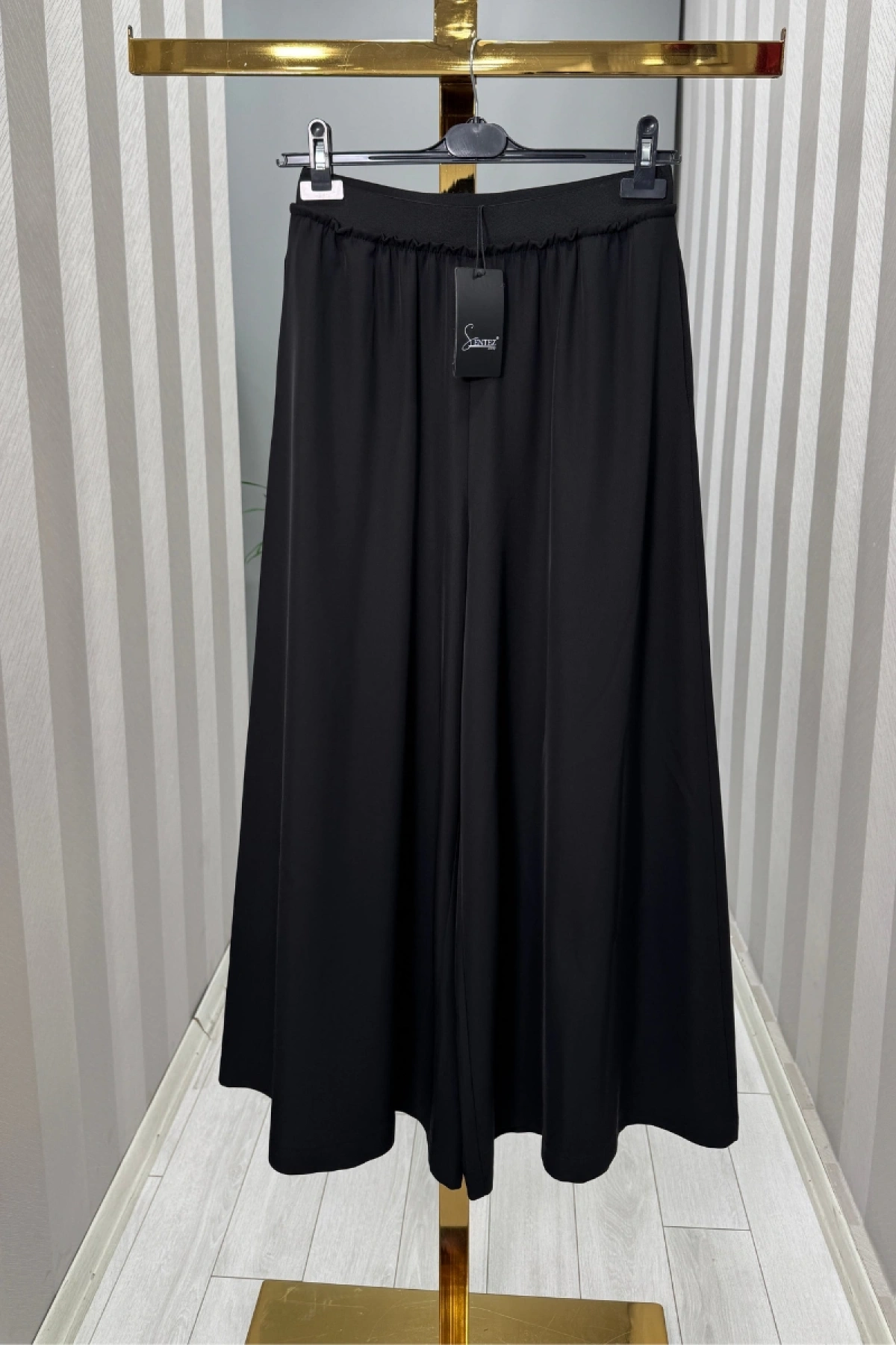 Sentez Logos Geniş Paça Pantolon Siyah 5561