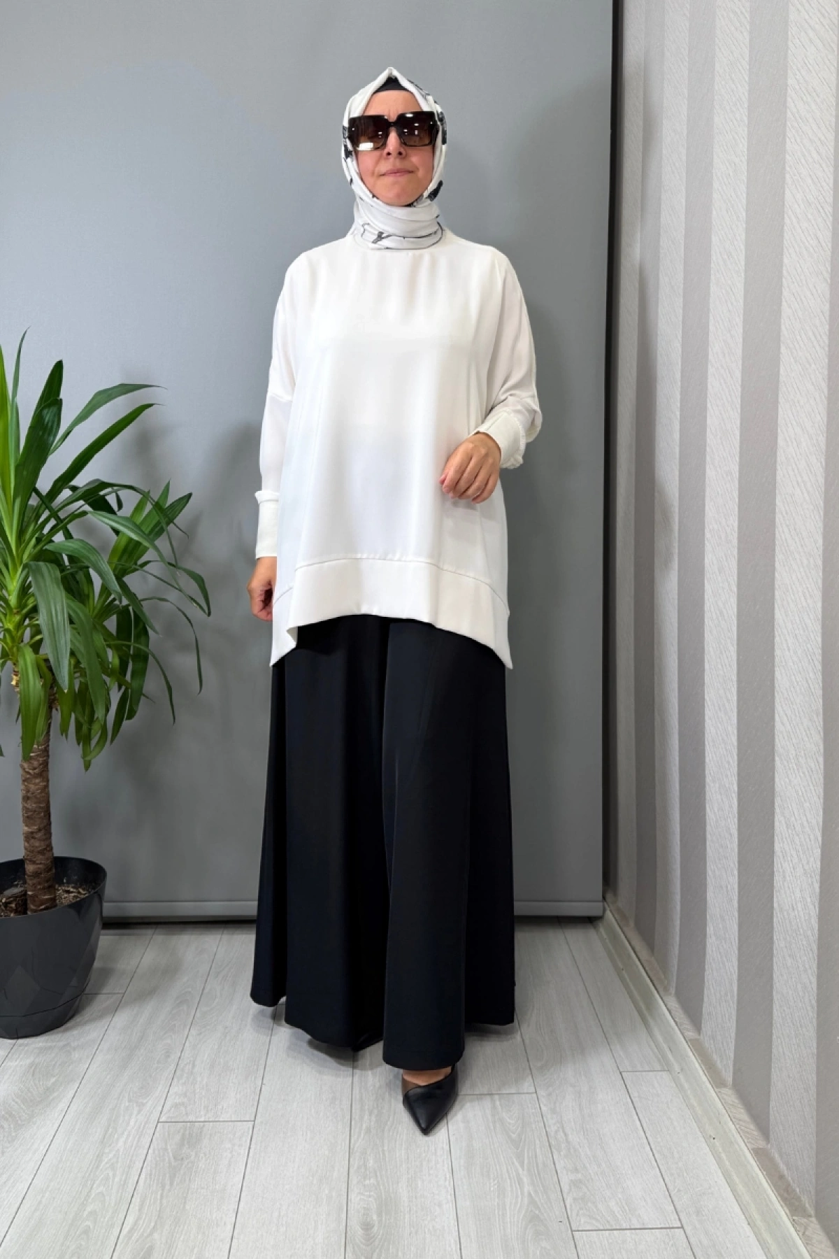 Sentez Logos Geniş Paça Pantolon Siyah 5561