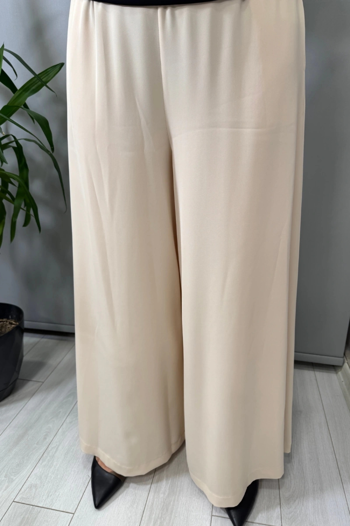 Sentez Logos Geniş Paça Pantolon Taş 5561