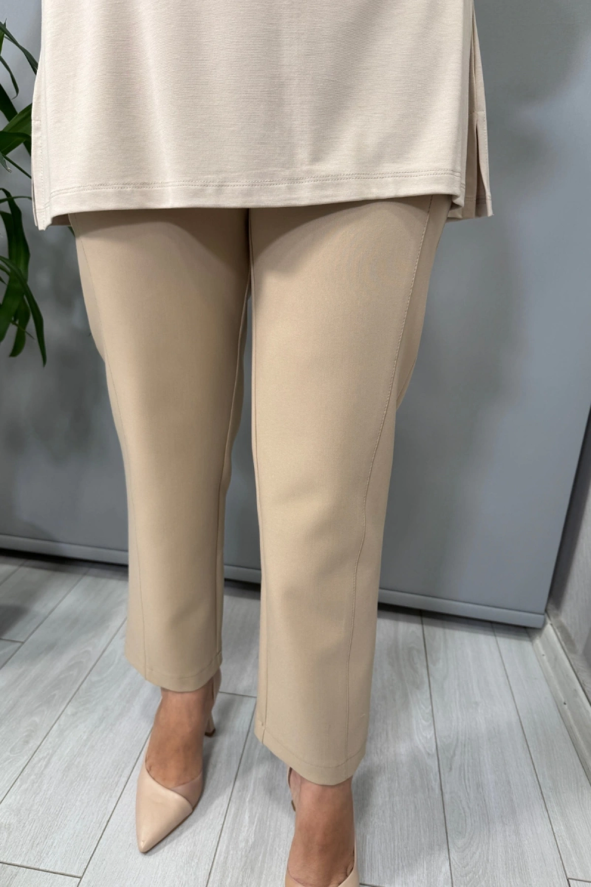 Sentez Milano Boru Boru Paça Pantolon Bej 5603
