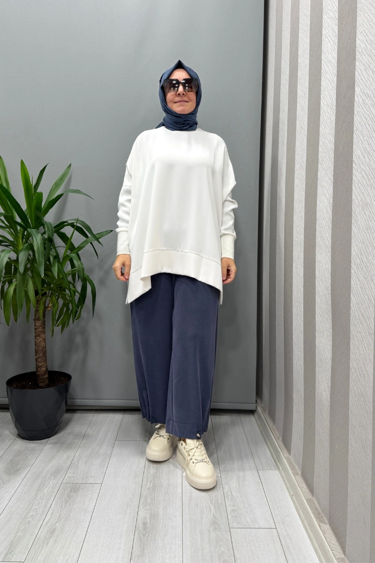 Sentez Paçası Kapsüllü Aura Şalvar Lacivert 5615