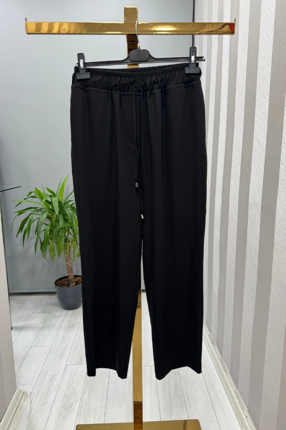 Sentez Vega Beli Lastikli Pantolon Siyah 5660