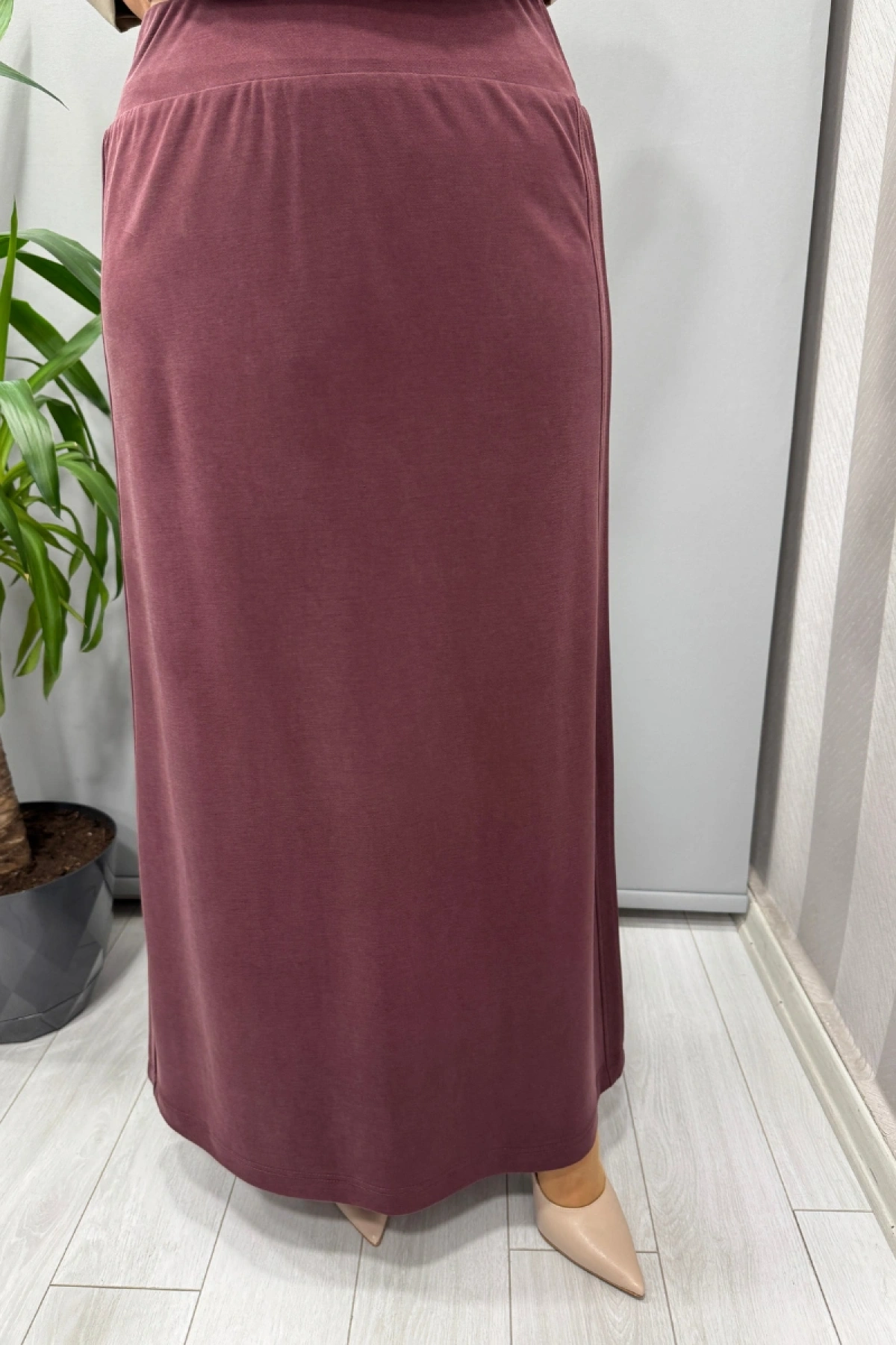 Sentez Yanı Nervürlü Etek Bordo 5461