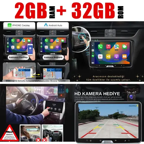 Android Multimedya Ekran Dönen Kafa 10 İnç 2+32GB Carplay ES-P8008