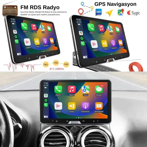 Android Multimedya Ekran Dönen Kafa 10 İnç 2+32GB Carplay ES-P8008