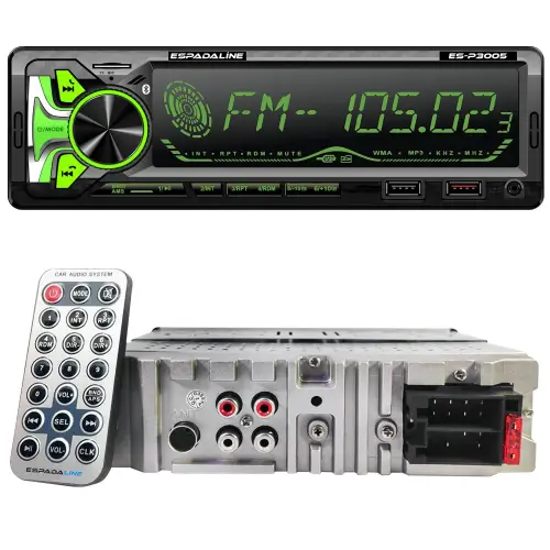 ES-P3005 Oto Teyp 4X60 Watt Bluetooth Büyük Ekran Dual Usb Sd Fm Aux 7 Renk App Kontrol