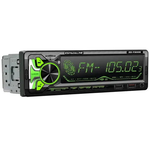 ES-P3005 Oto Teyp 4X60 Watt Bluetooth Büyük Ekran Dual Usb Sd Fm Aux 7 Renk App Kontrol