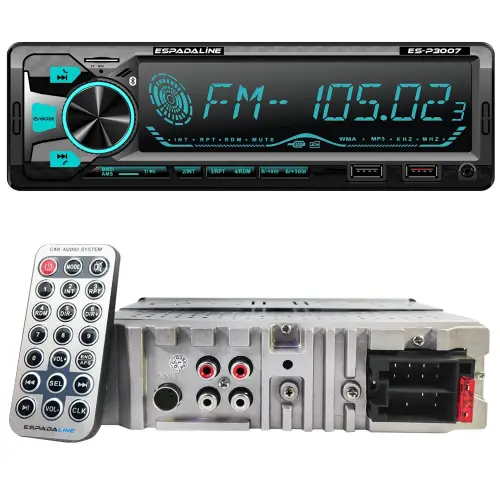 ES-P3007 Oto Teyp 4X60 Watt Bluetooth Büyük Ekran Dual Usb Sd Fm Aux 7 Renk App Kontrol