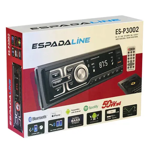 ES-P3002 Oto Teyp 4x50 Watt Bluetooth Dual Usb Tf Aux App Kontrol