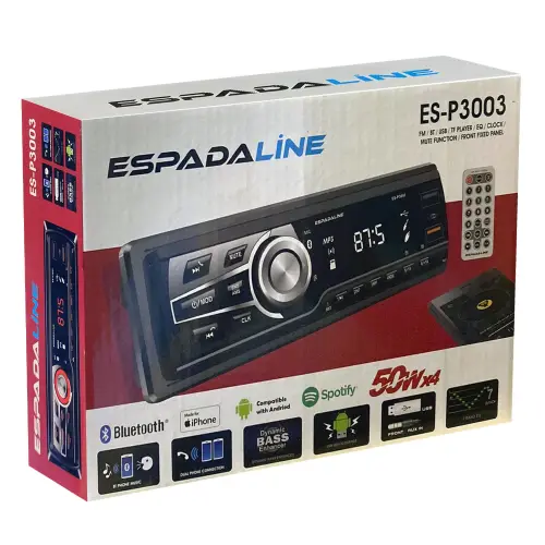 ES-P3003 Oto Teyp 4x50 Watt Bluetooth Dual Usb Tf Aux App Kontrol