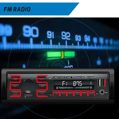 ES-P3020 Oto Teyp 4x50 Watt Bluetooth Dual Usb Tf Aux 7 Renk Ekran