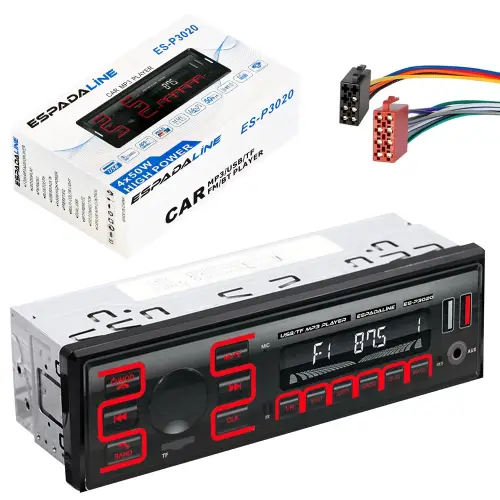 ES-P3020 Oto Teyp 4x50 Watt Bluetooth Dual Usb Tf Aux 7 Renk Ekran
