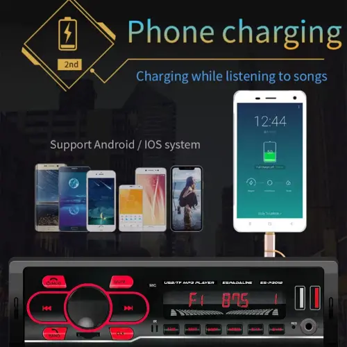 ES-P3012 Oto Teyp 4x50 Watt Bluetooth Dual Usb Tf Aux 7 Renk Ekran