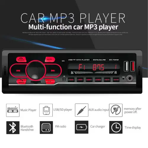 ES-P3012 Oto Teyp 4x50 Watt Bluetooth Dual Usb Tf Aux 7 Renk Ekran