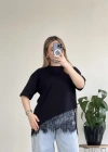 TİŞÖRT - ETEK UCU DANTELLİ
