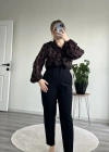 FIRFIR DETAYLI PAMUKLU ŞİFON BLUZ
