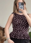 PUANTİYELİ OMUZDAN BAĞLAMALI BLUZ