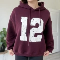 12 BASKI KAPÜŞONLU ÜÇ İPLİK SWEATSHİRT
