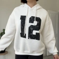 12 BASKI KAPÜŞONLU ÜÇ İPLİK SWEATSHİRT
