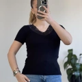 V YAKA DANTEL DETAY YARIM KOL BODY