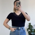V YAKA DANTEL DETAY YARIM KOL BODY
