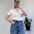 V YAKA DANTEL DETAY YARIM KOL BODY