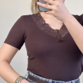 V YAKA DANTEL DETAY YARIM KOL BODY