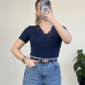 V YAKA DANTEL DETAY YARIM KOL BODY