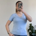 V YAKA DANTEL DETAY YARIM KOL BODY