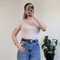 V YAKA DANTEL DETAY YARIM KOL BODY