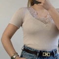 V YAKA DANTEL DETAY YARIM KOL BODY