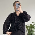 FIRFIR DETAYLI PAMUKLU ŞİFON BLUZ