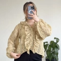 FIRFIR DETAYLI PAMUKLU ŞİFON BLUZ