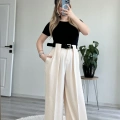 SÜET KEMERLİ TASARIM PANTOLON