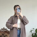 KAHVE ÇİZGİLİ GÖMLEK